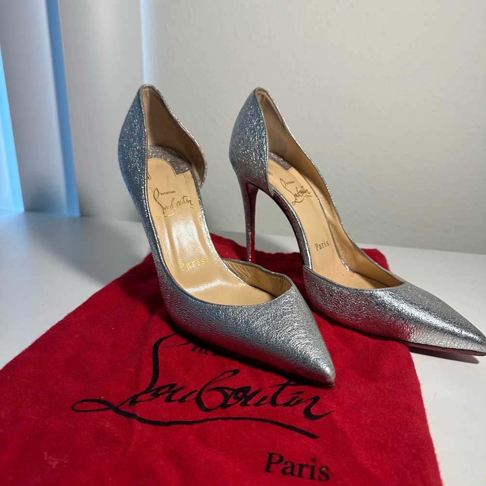Christian Louboutin Silver Heels Elegant Design